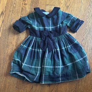 Bella Bliss Plaid Green and Blue Kids Dress